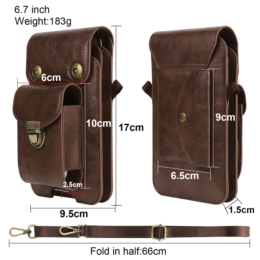 PU Crossbody Bag Vertical Double Grid Multifunctional Mobile Phone Shoulder Bag And Hanging Waist Bag For iPhone Xiaomi Samsung