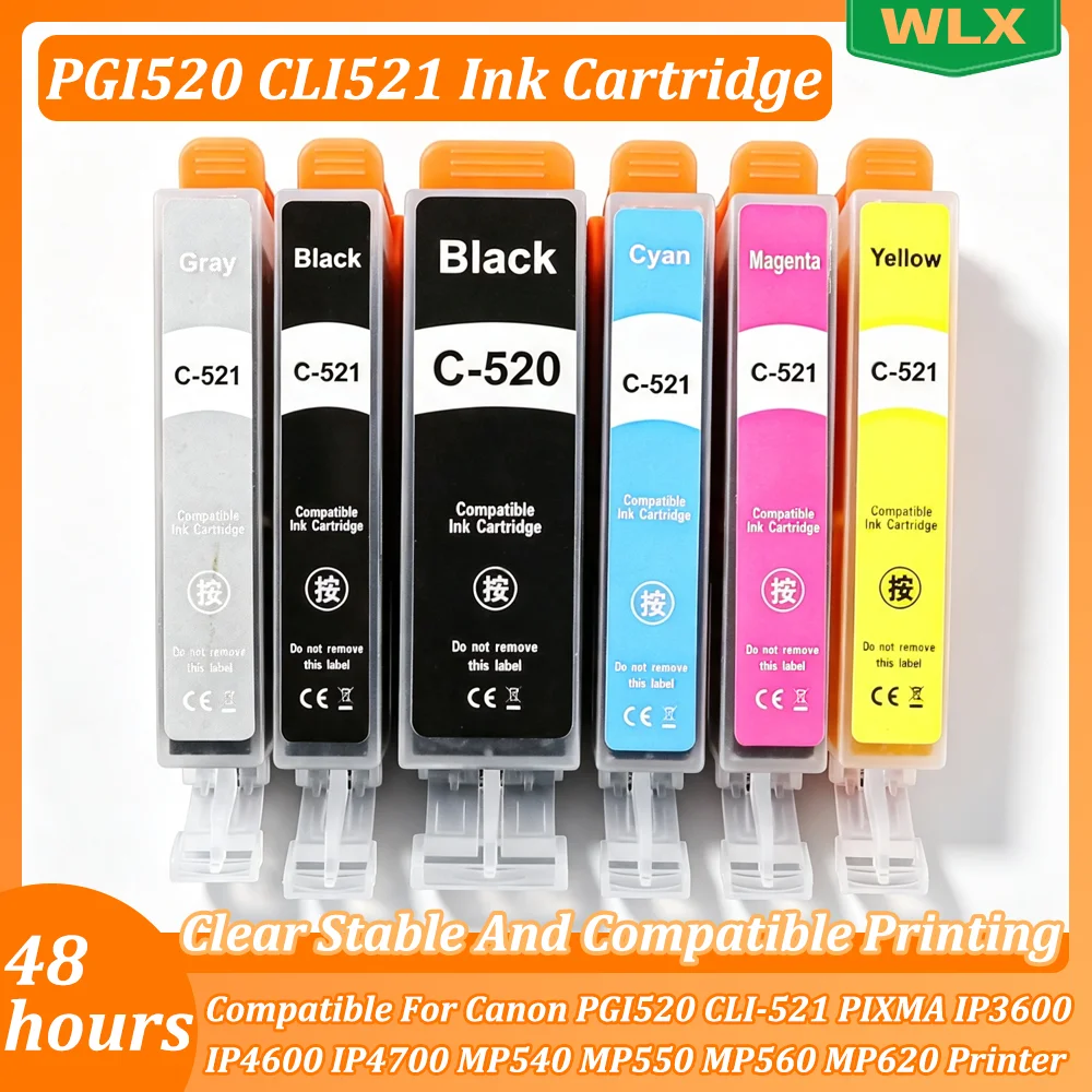 SET PGI-520XL CLI-521XL Ink Cartridge 520 521 Compatible For Canon PIXMA IP3600 IP4600 IP4700 MP540 MP550 MP560 MP620 Printer