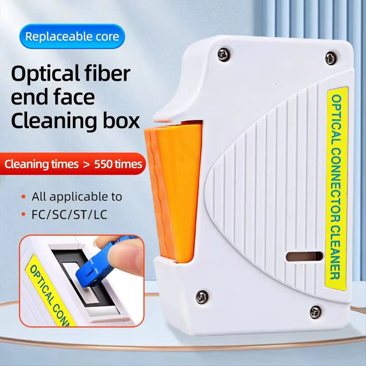 morning Fiber Optic Cleaner Cassette+2XCleaning Core Fiber End Face Cleaning Box Pigtail Cleaner for SC/FC/ST/LC Cleaner Tool B