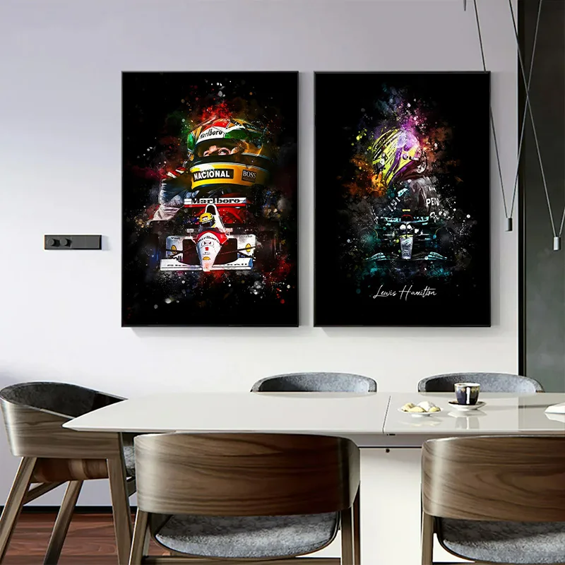 F1 Formula 1 Racer Legend Lewis Hamilton Poster Canvas Painting Watercolor Aesthetic Wall Art for Living Room Home Decoration