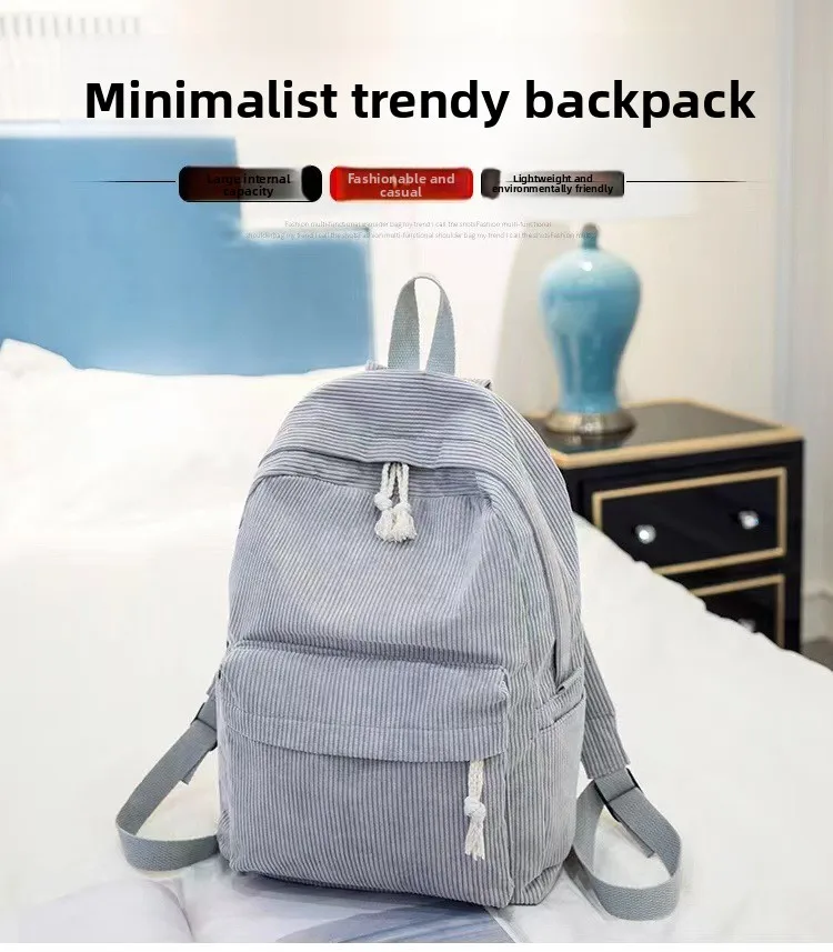 Cord-Rucksack, Academy Fashion Schultaschen für Mittelschule/Highschool und College, niedliche Quastendetail, vielseitige lässige Alltagstasche – Detail 1