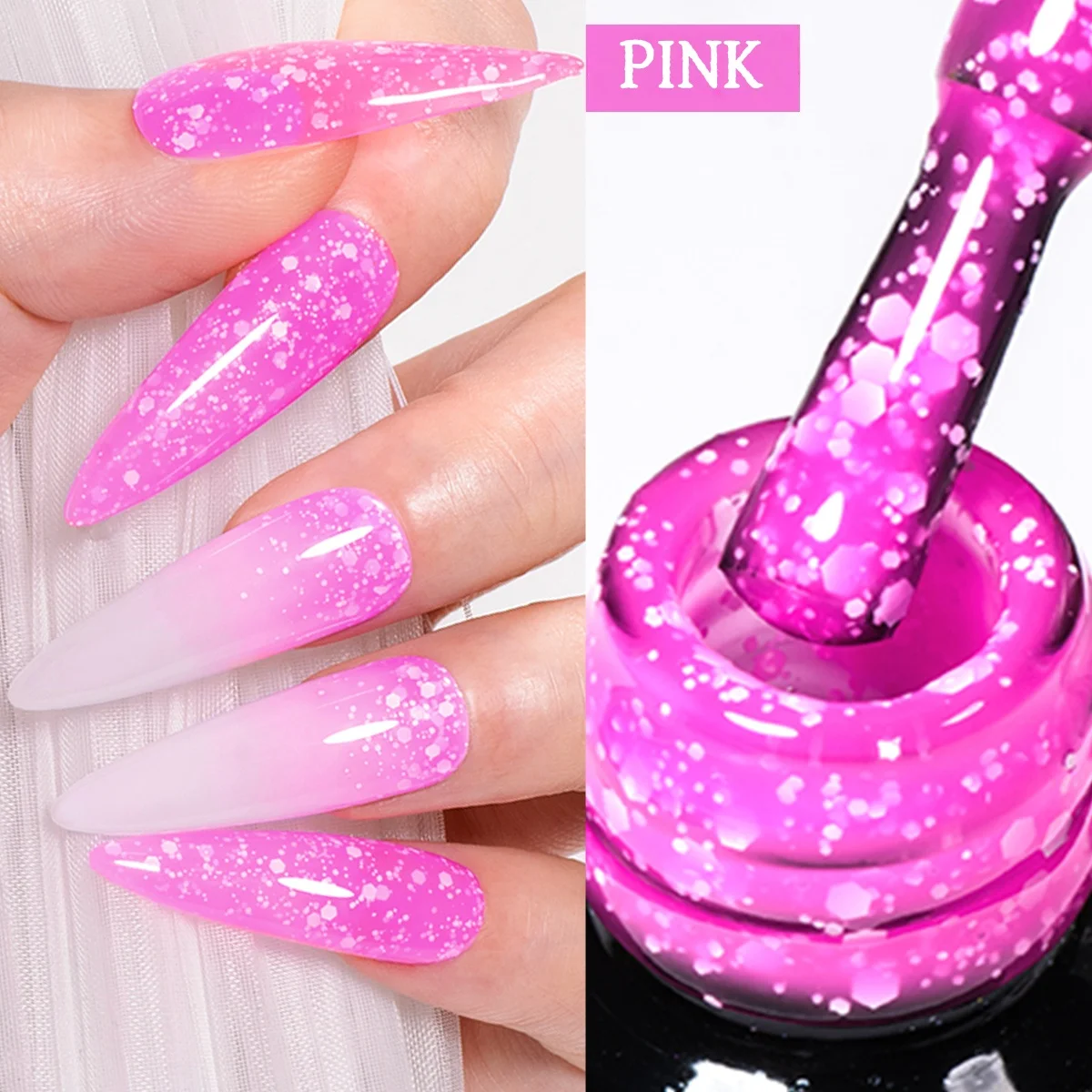 ยาทาเล็บเจลลายเกล็ดหิมะ 15 มล. กลิตเตอร์ลายเกล็ดหิมะ เจลแบบแช่ล้างออกได้ด้วยแสงยูวี เจลกึ่งถาวรสำหรับตกแต่งเล็บ ท็อปโค้ท