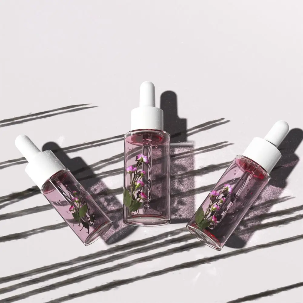 20-50 مللي زجاجات قطارة الزيت العطري البلاستيك الأبيض زجاجات إعادة الملء شفافة فارغة الروائح زجاجات الجمال سولون