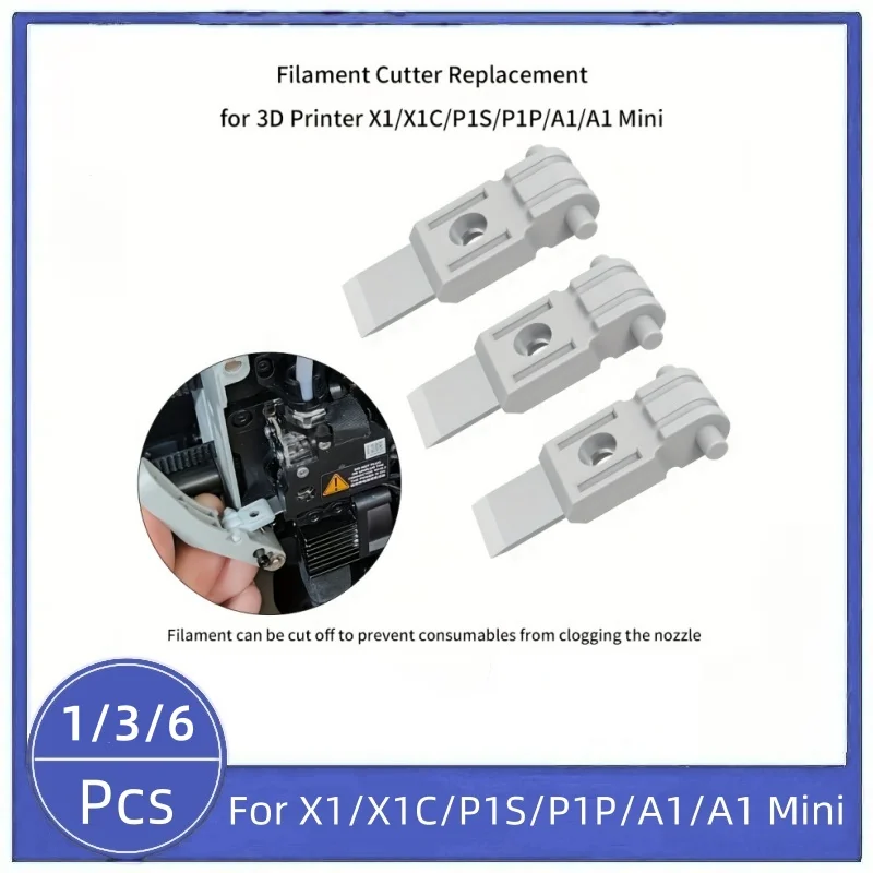 

1/3/6Pcs consumables replacement wire cutter for 3D printer X1/X1C/P1S/P1P/A1/A1 Mini, print head scraper replacement parts