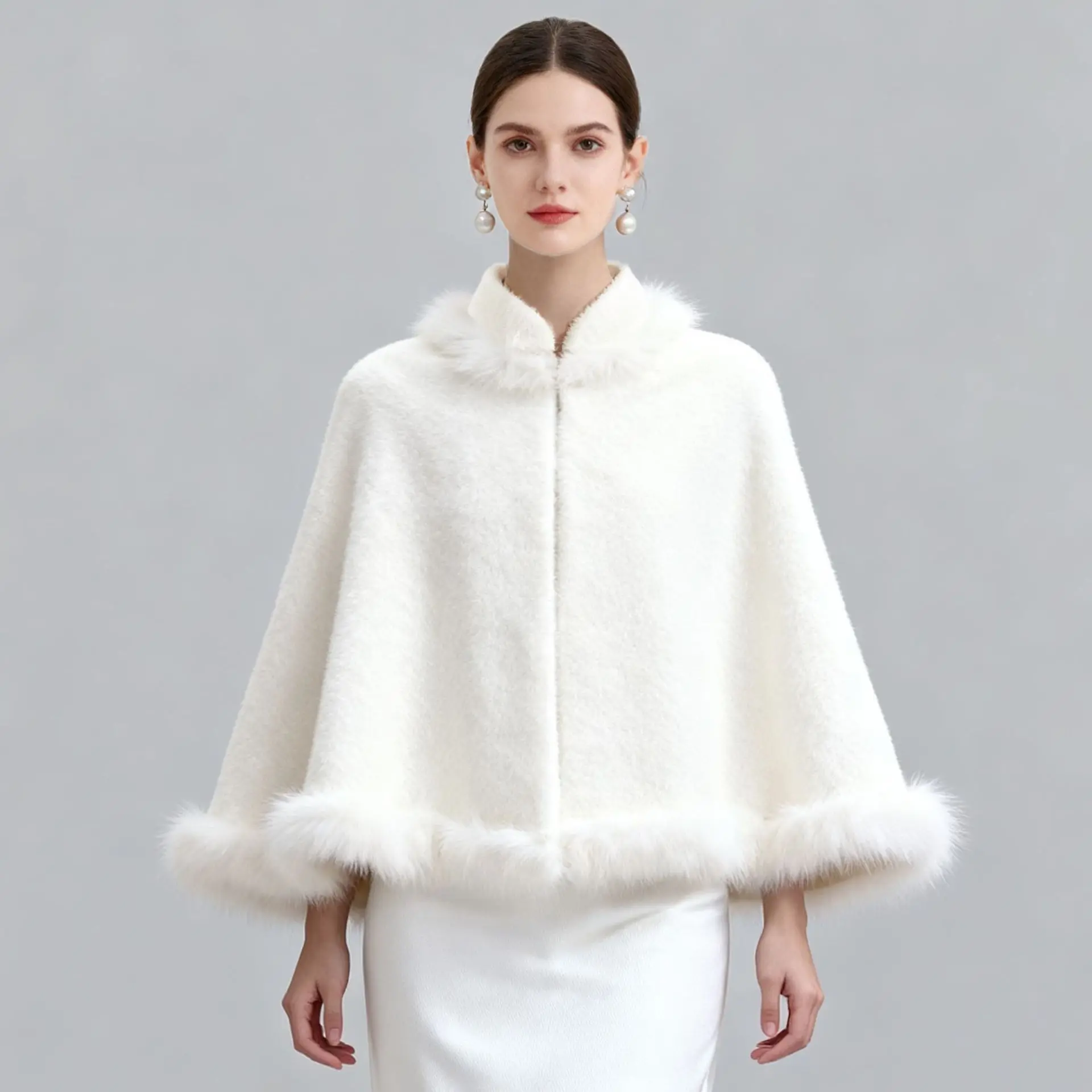 

High Quality Ostrich Fur Autumn and Winter Shawl New Chinese Style Outerwear High-End Sense Cape Short Cardigan Jacket