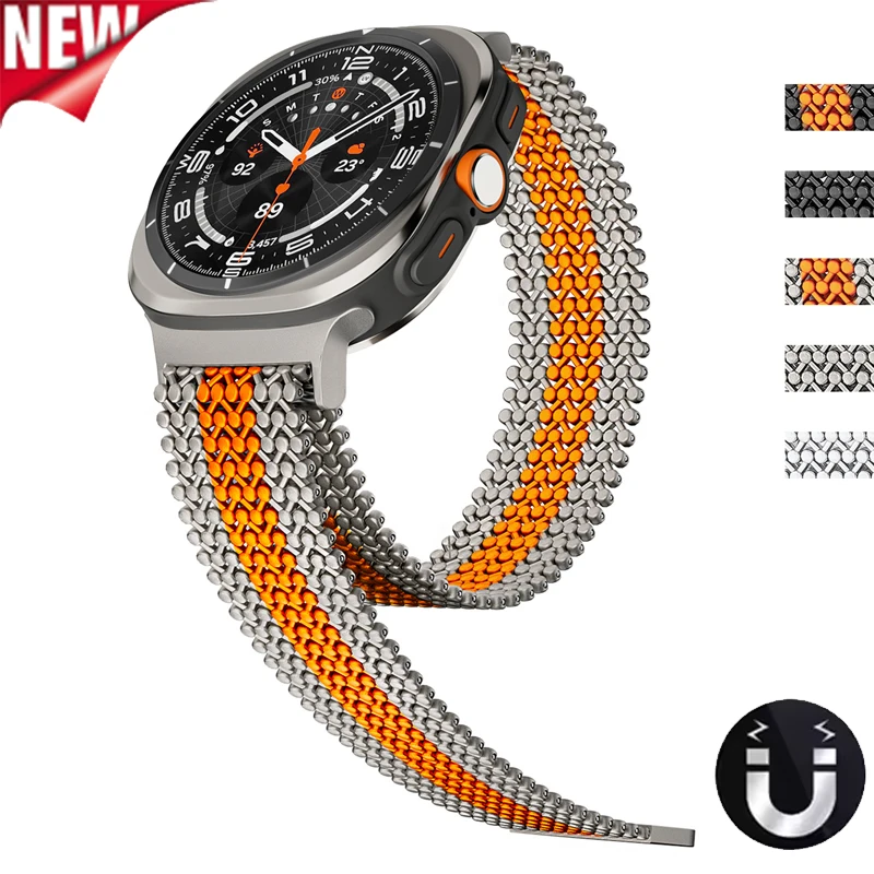 

Магнитный ремешок из нержавеющей стали для Samsung Galaxy Ultra Watch 2025 47 мм, дышащий ремешок в горошек для GALAXY ULTRA 47 мм