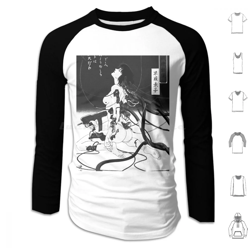 Sudadera con capucha de Motoko Kusanagi "The Major", de algodón, manga larga, Major Motoko Kusanagi Ghost Shell Gits Ukyo E Manga Anime Neonoir