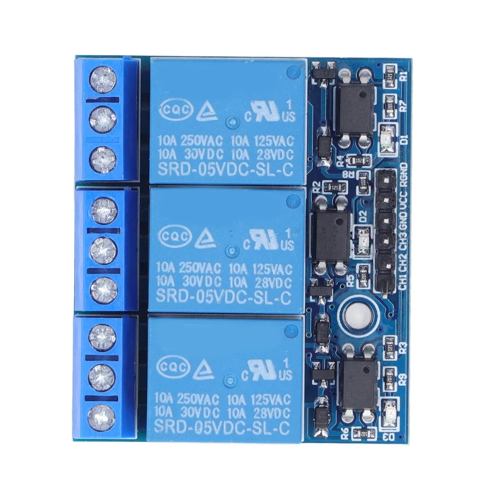 3 Channel 3 Channel Relay Module with Isolated Optocoupler High Low Level Trigger High Voltage Relay Module