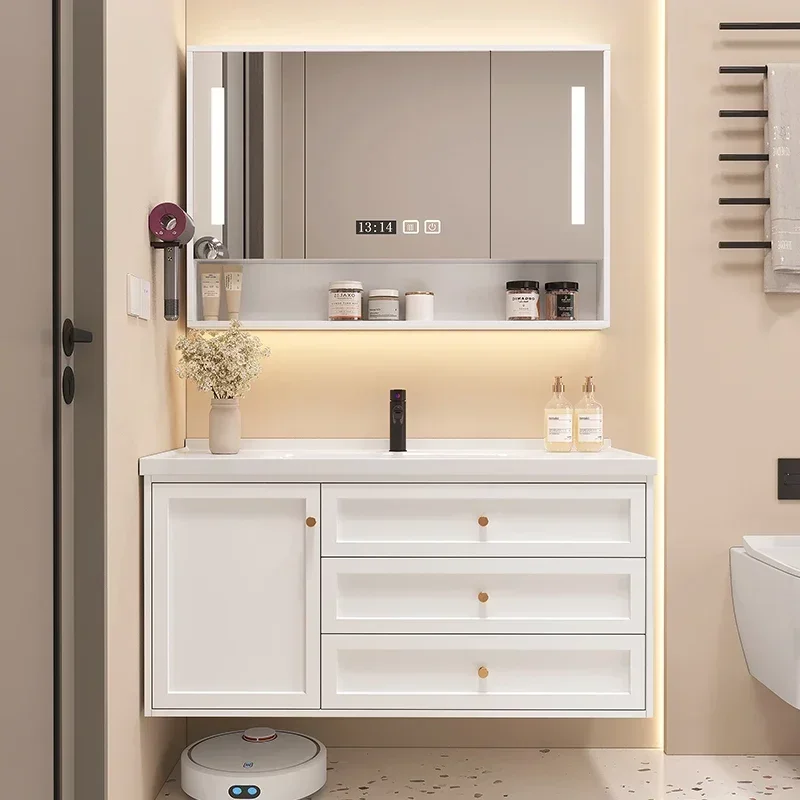 Modern Simple Wood Bathroom Cabinet Combination Washbasin Bathroom Ceramic One-piece Basin Storage Casa Arredamento Home Decor