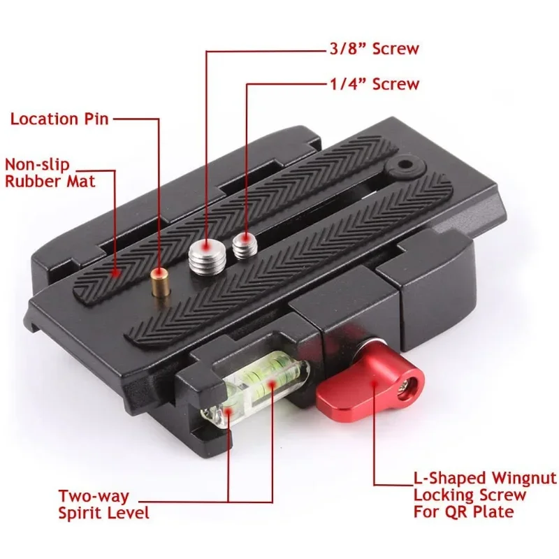 P200 Aluminum QR Quick Release Plate Clamp with 1/4 3/8 inches Screw for Manfrotto 577 501 519 561 Q5 500AH 701HDV 503HDV 7M1W