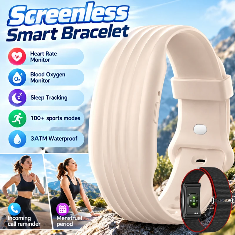 New Screenless Sports Fitness Tracker Smart Band Bracelet Heart Rate Blood Oxygen Sleep Monitor Pedometer Smart Bracelet 2026