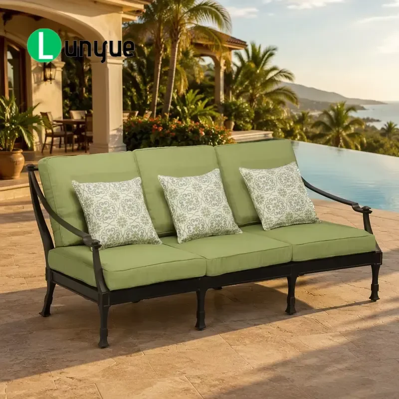 Modern Durable Aluminum Outdoor Garden Furniture Set Comfortable Patio Sofa Table for Farmhouse Yard Lawn Weather Resistant