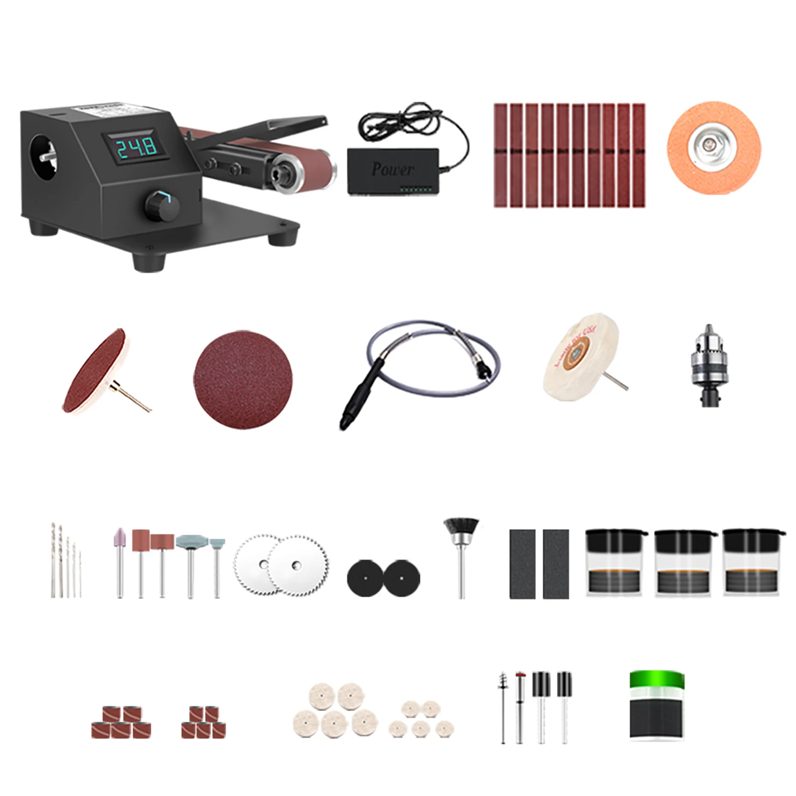 350W/250W Mini Belt Sander Electric Sanding Polishing Grinding Machine 775 Motor Stepless Speed Multifunction Grinding Tool Set