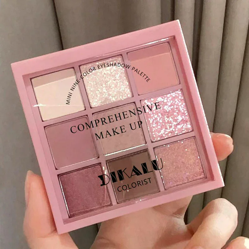 DIKALU Spring And Summer New Eyeshadow Palette Oh Rosy Nine Palace Grid Auto Focus Low Saturation Smoke Powder Rose Plate