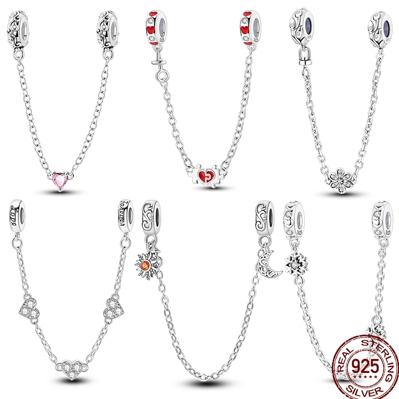 Hot 925 Silver Pink Pet Star And Moon Chain Series Gift Beads Suitable Fit Pan 925 Original Bracelet Diy Birthday Jewelry