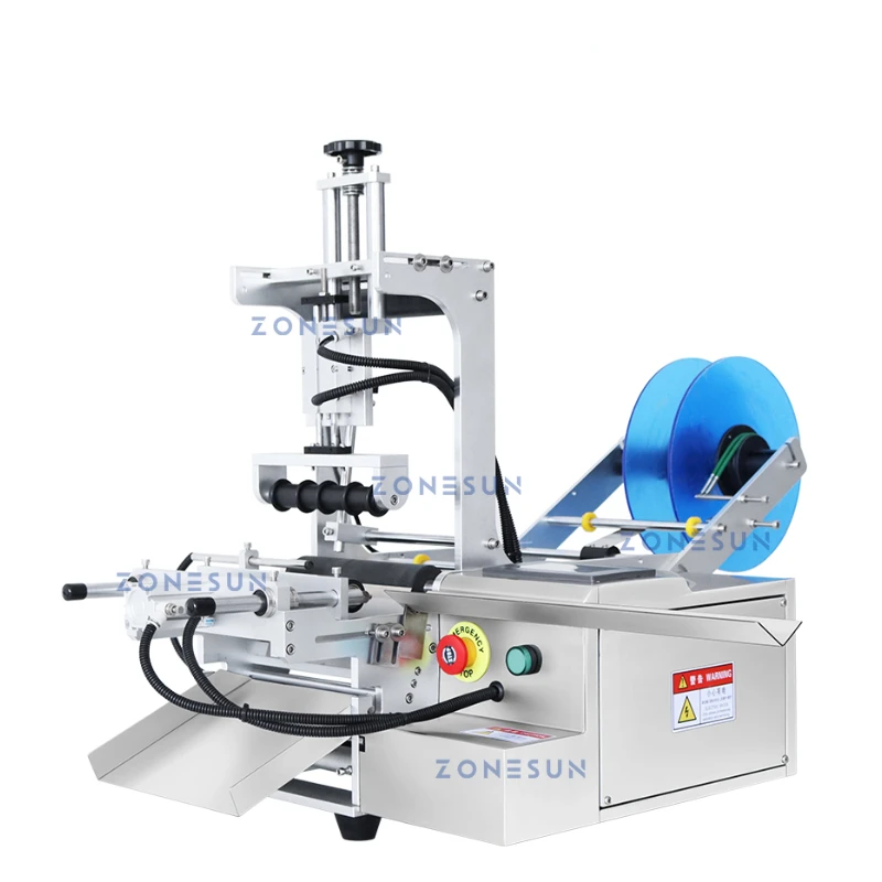 

ZS-TB101 Tabletop Round Bottle Labeling Machine Bottles Water Beverage Cosmetic Container Label Applicator Slideway