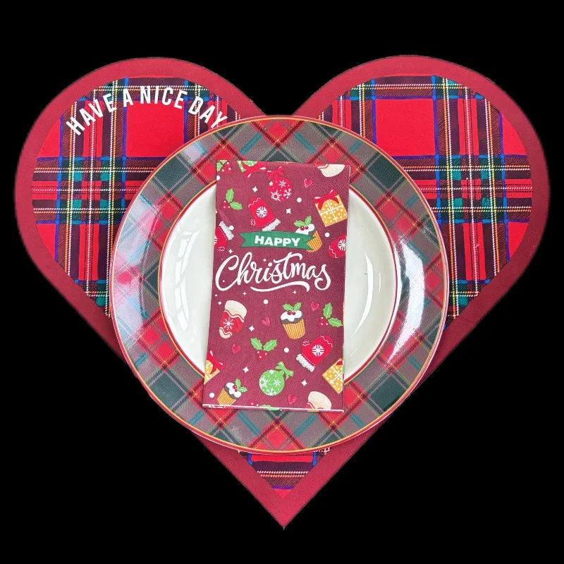 16 قطعة 33*40 سنتيمتر 3-layer عيد الميلاد تحت عنوان المناديل في بورجوندي المتاح ورقة المفارش DIY Decoupage ورقة #6