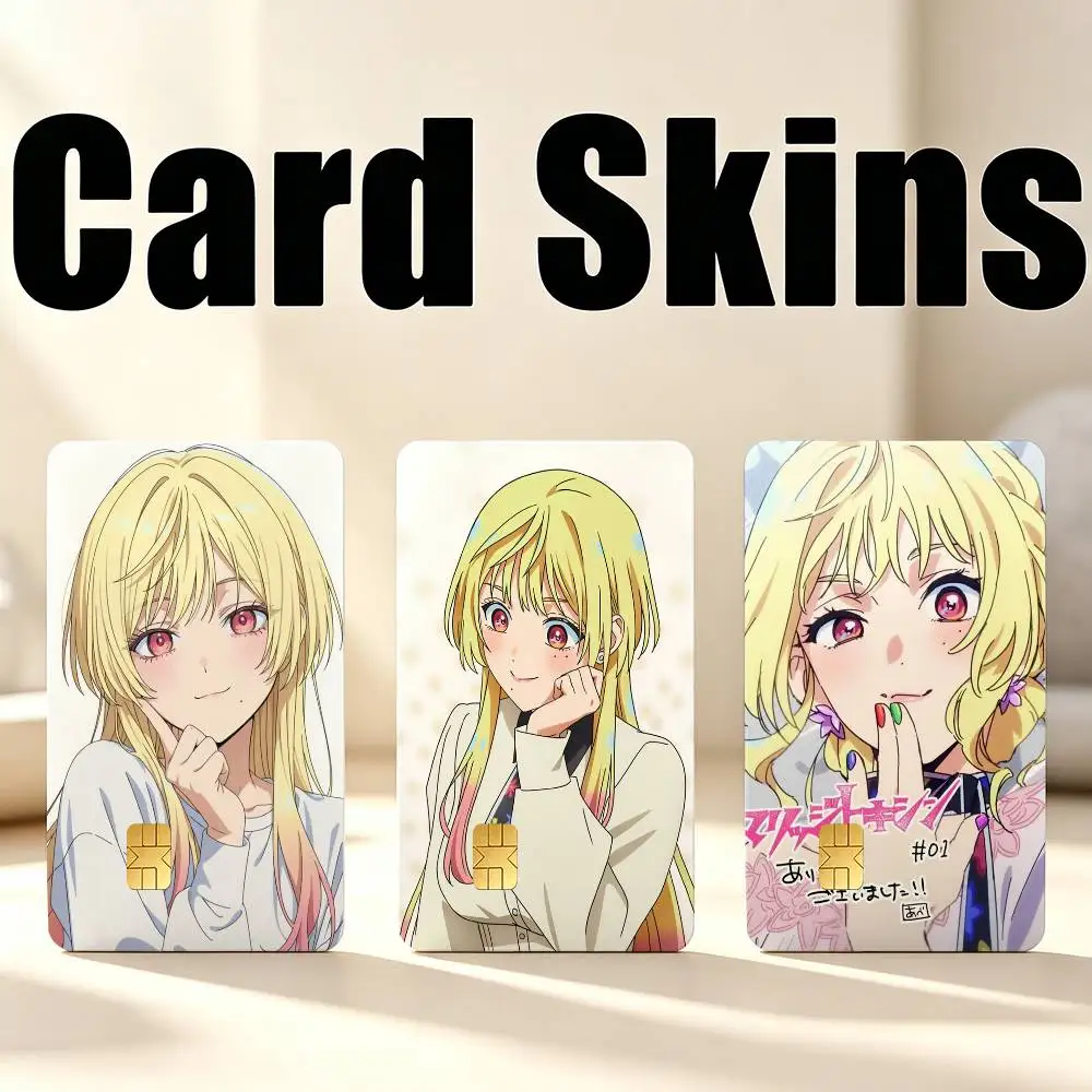 Kawaii K-Kinosaki mei  1Set 4Pcs Card Skin Stickers, Waterproof Decorative Film for Credit Debit Bank Bus IC Cards