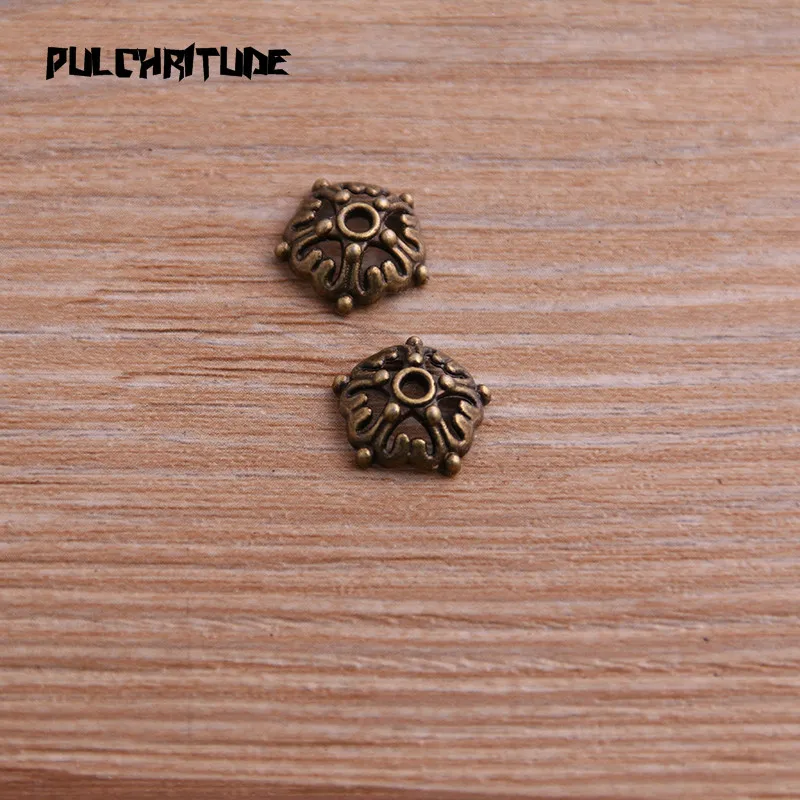 60pcs 4*12*12mm Two Color Bead Caps Charm Hollow Small Flower Pendants Jewelry Accessories DIY Receptacle Charms