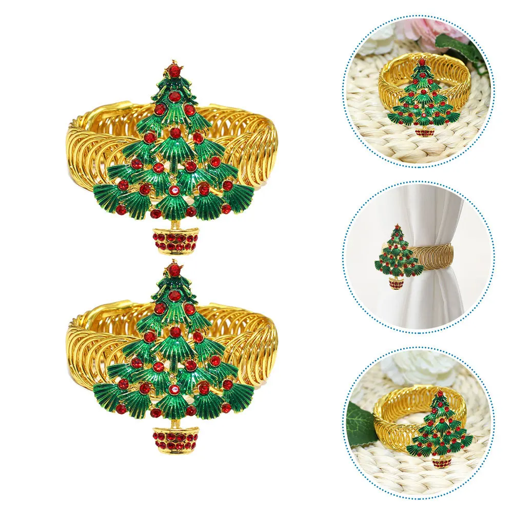 

2Pcs Christmas Theme Curtain Buckles Metal Spring Fastener Exquisite Home Decoration Accessories Curtain Buckle Holder