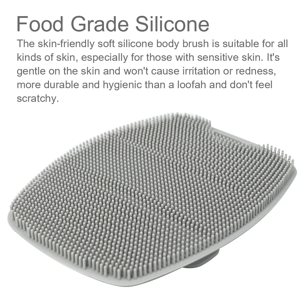 Exfoliating Silicone Brush Cleanser No Slip Bathroom Accessories Bath Brush Handle Body Scrubber Cleans and Massages Skin