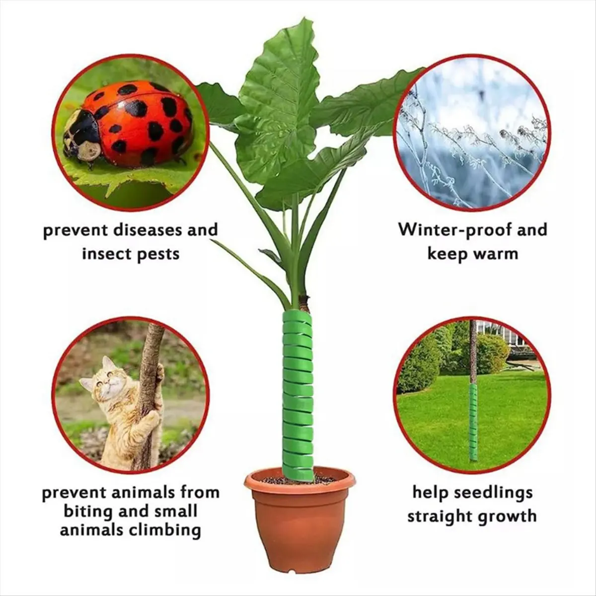AT16 4PCS Tree Trunk Protector Plastic Spirals Tree Guards Trunk Protector Tubes Wraps Protect Plant From Deer Cats A