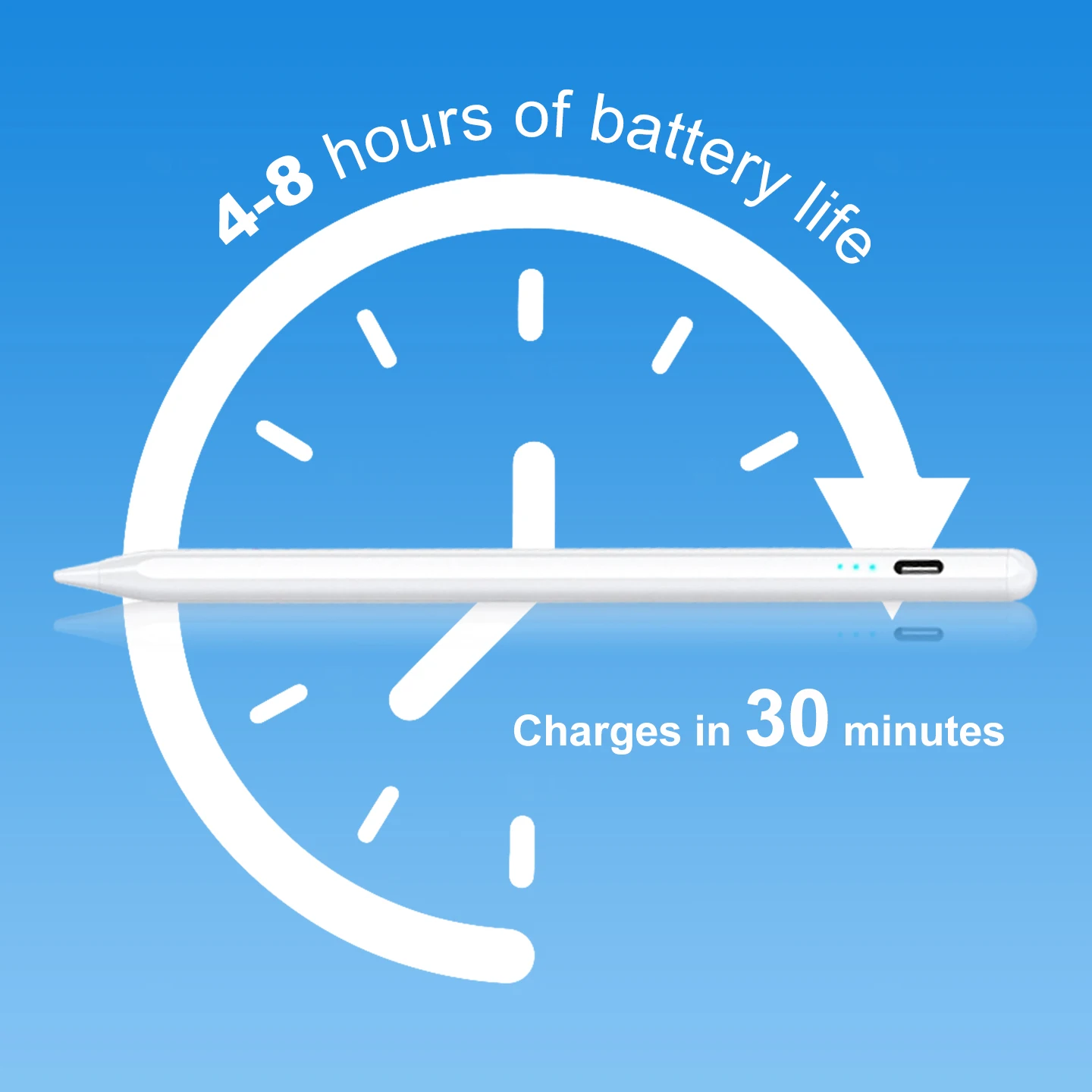 Universal Stylus Pen for iPad iPhone Samsung, 95% Touch Devices, Fast Charging, Long-Lasting Battery, Side Magnet, with Storage