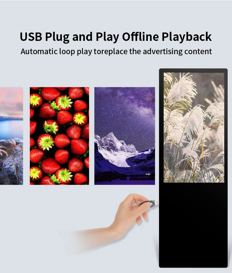 Custom 32 43 49 55 65 Inch Indoor Portable Digital Signage 2K/4K LCD DigItal Poster Advertising Player