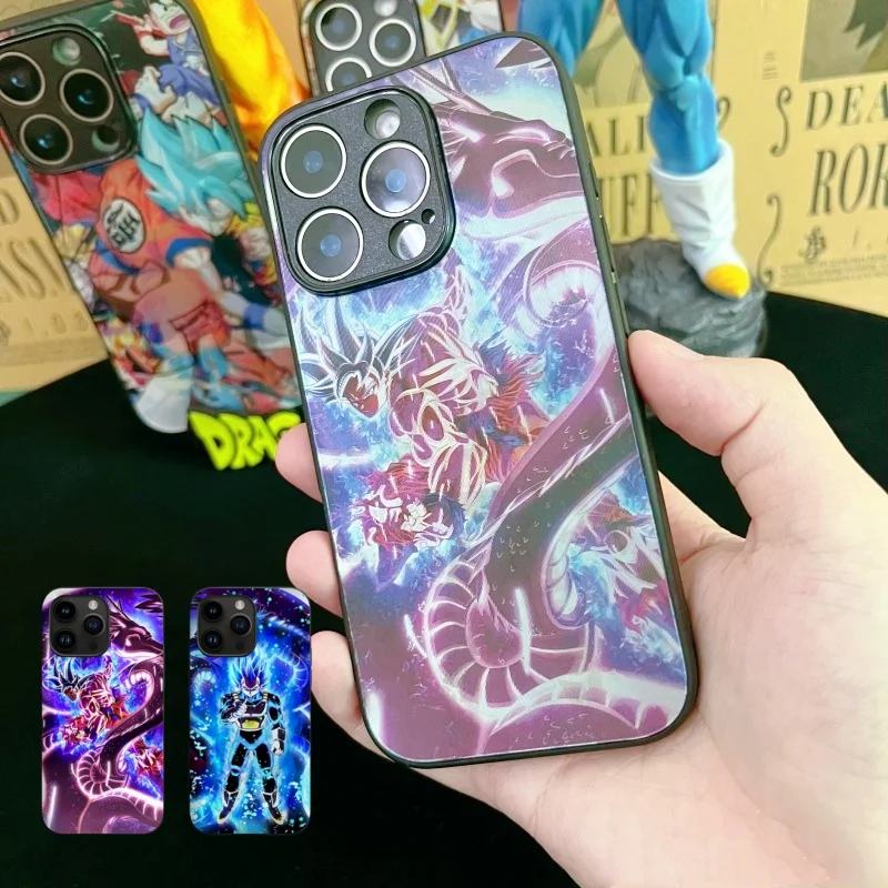 3D-Gitter Dragon Ball Handyhülle für iPhone 11 12 13 14 15 16 17 Pro Max Plus Mini Air Son Goku Vegeta stoßfeste Abdeckung Capa