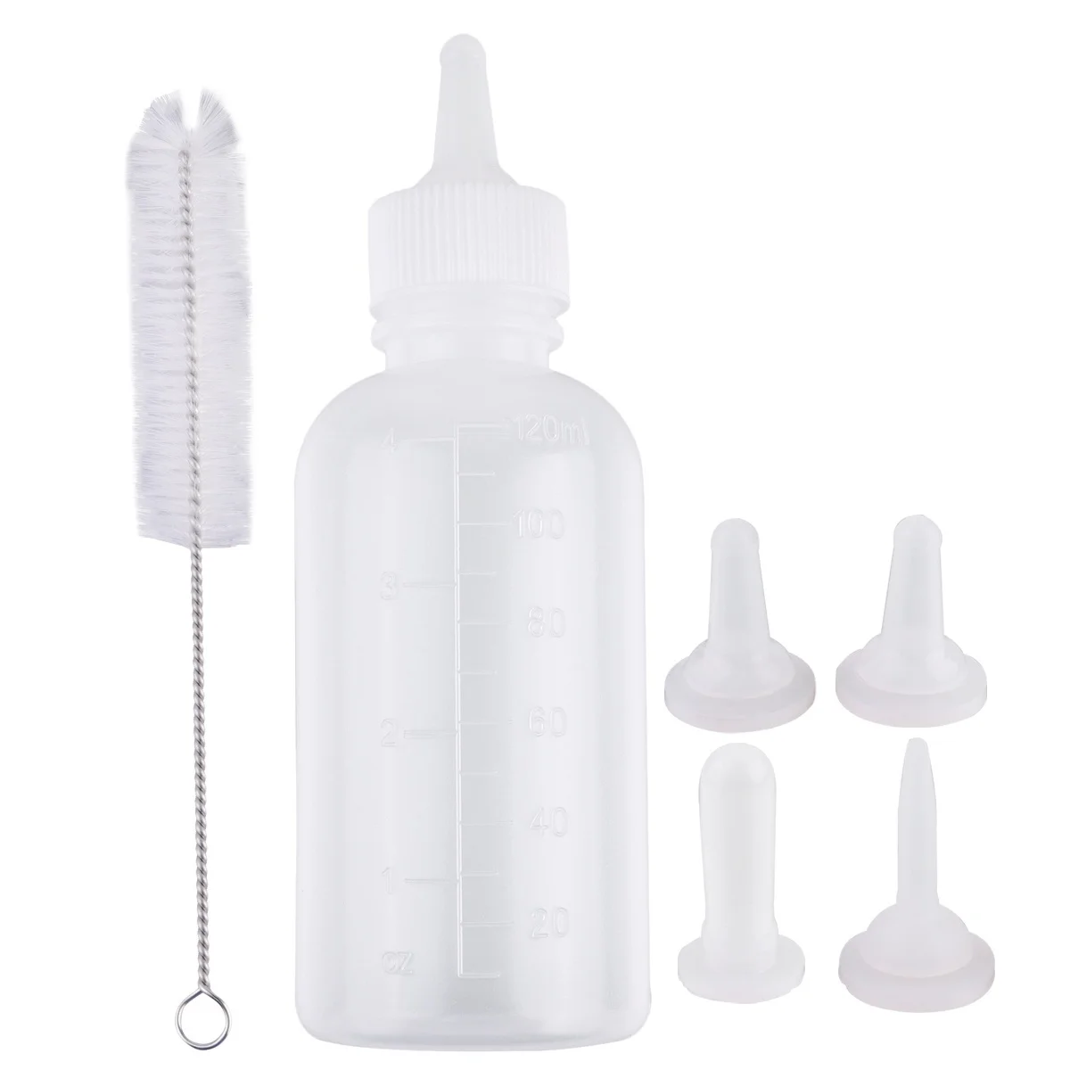 

6Pcs Pet Nursing Bottles Silicone Small Pet Feeding Milk Bottle Pacifier Cleaning Brush Portable Dog Cat Nurser Bottle for Cat