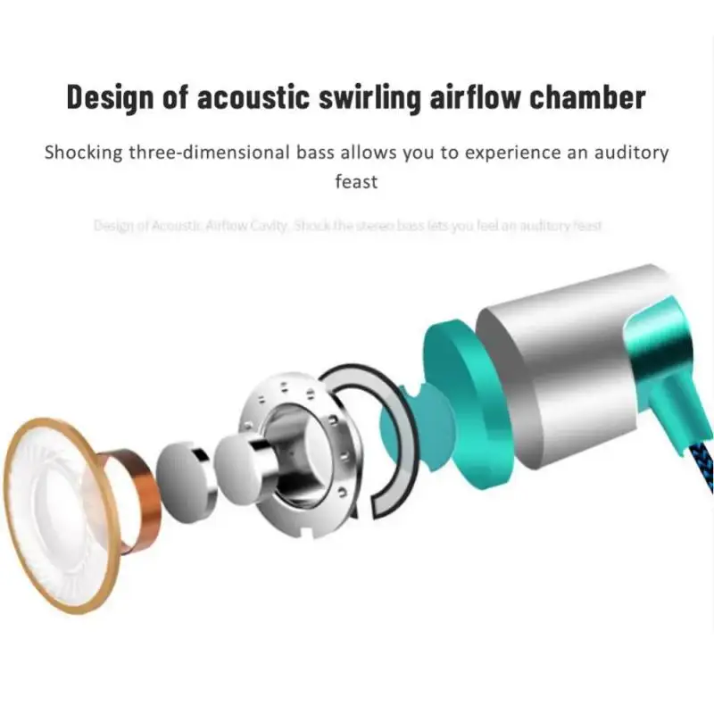 3.5mm In-Ear Stereo Earbuds Earphone Wired Nylon Weave Cable Earphone Headset With Mic For