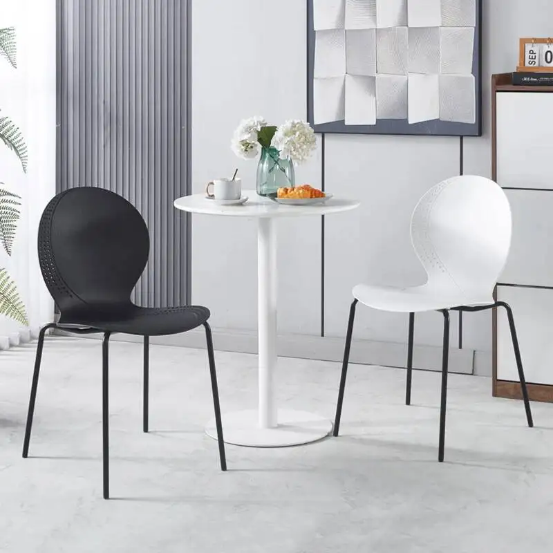 Modern Stackable Plastic Dining Chair with Steel Legs Durable Dining Room Chair for Home Sturdy Kitchen Restaurant Table Chairs
