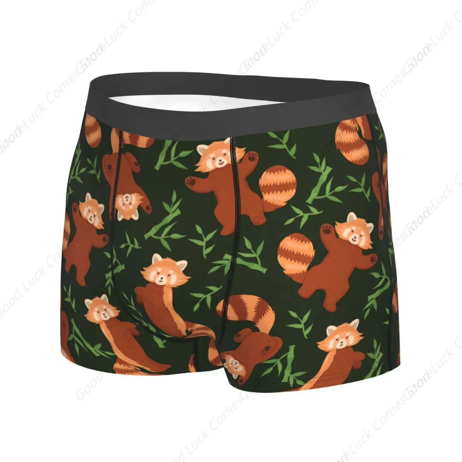 Red Panda and Bamboo Leaves Pattern Men's Underwear Boxer Briefs Soft Stretch Underpants Trunks for Gift Small