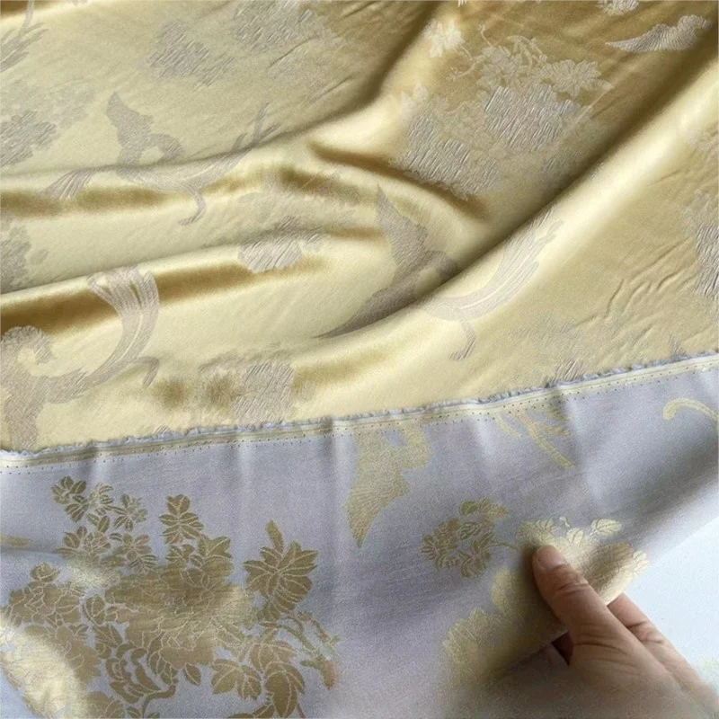 

140cm wide jacquard crown satin new Chinese-style clothing cheongsam dress fabric silk