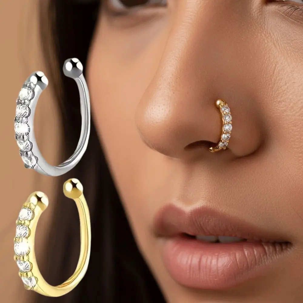 Fashion Hypoallergenic Fake Nose Rings Adjustable Silver Gold Color False Nose Rings Nose Piercing Jewelry Women
