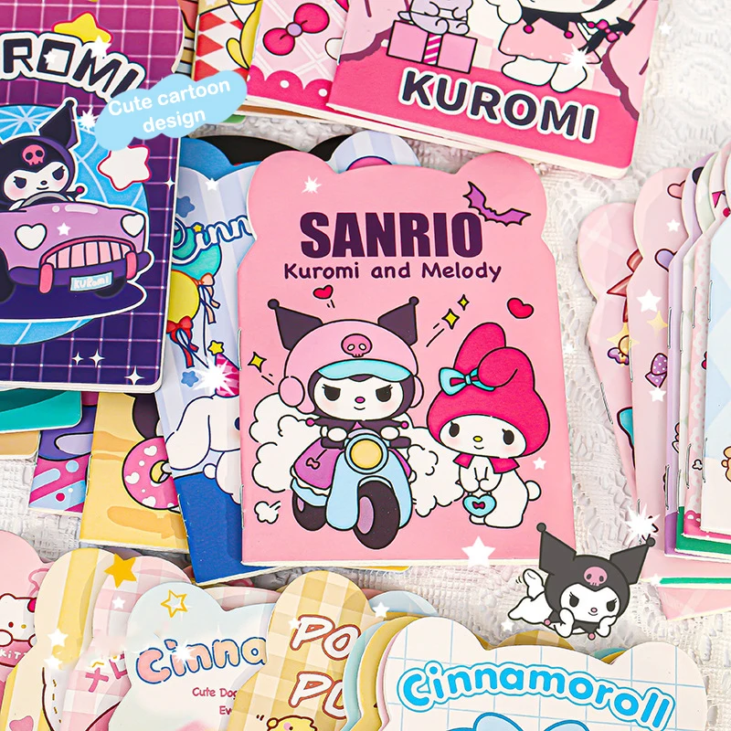 Kawaii sanrios cadernos olá kitty cinnamonroll kuromi minha melodia anime blocos de notas bonito dos desenhos animados planejador semanal estudantes prêmios