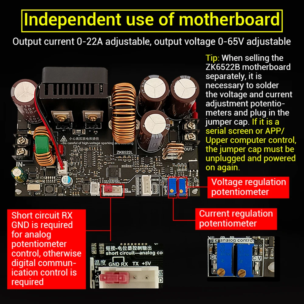 ZK-6522C Step-down Voltage Regulator CNC Adjustable Constant Voltage and Constant Current Module Color Screen Display