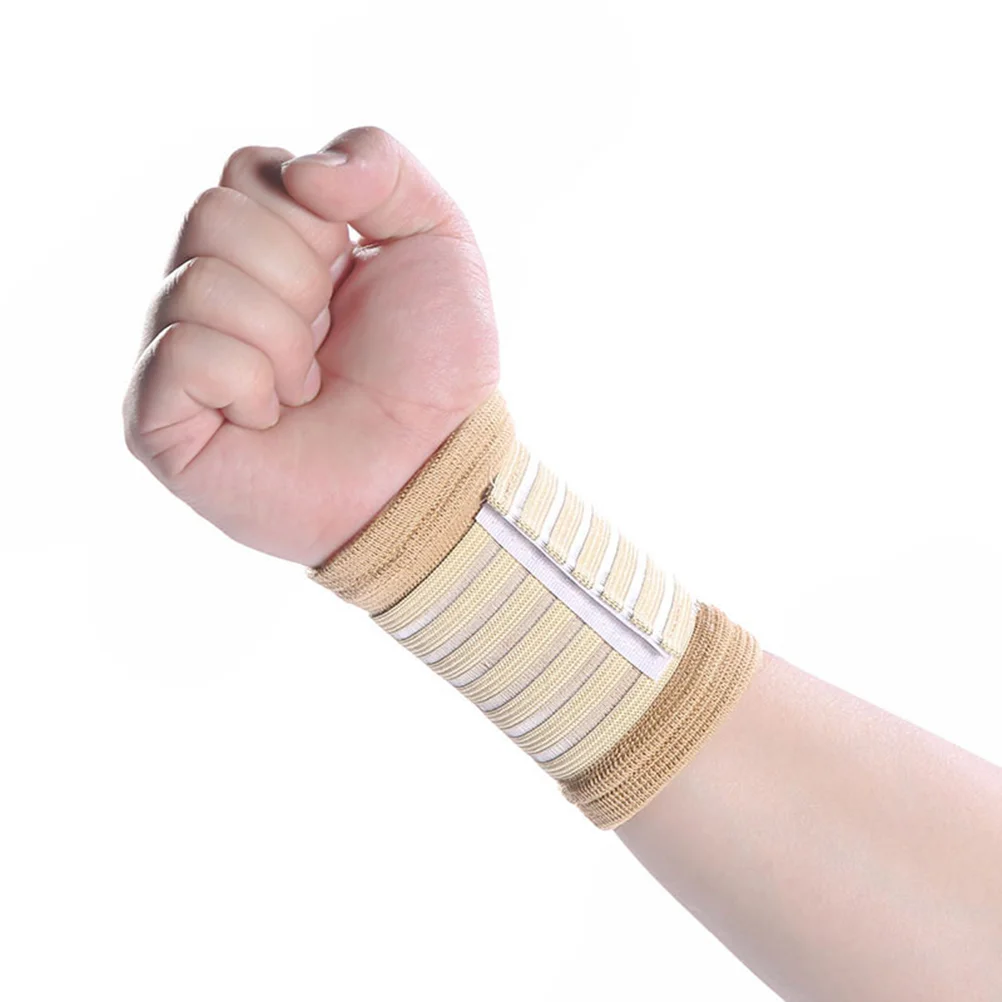 1 Pair Professional Training Fitness Weight Lifting Nylon Strap Wrist Brace for Man Woman (Beige) Wrist Band