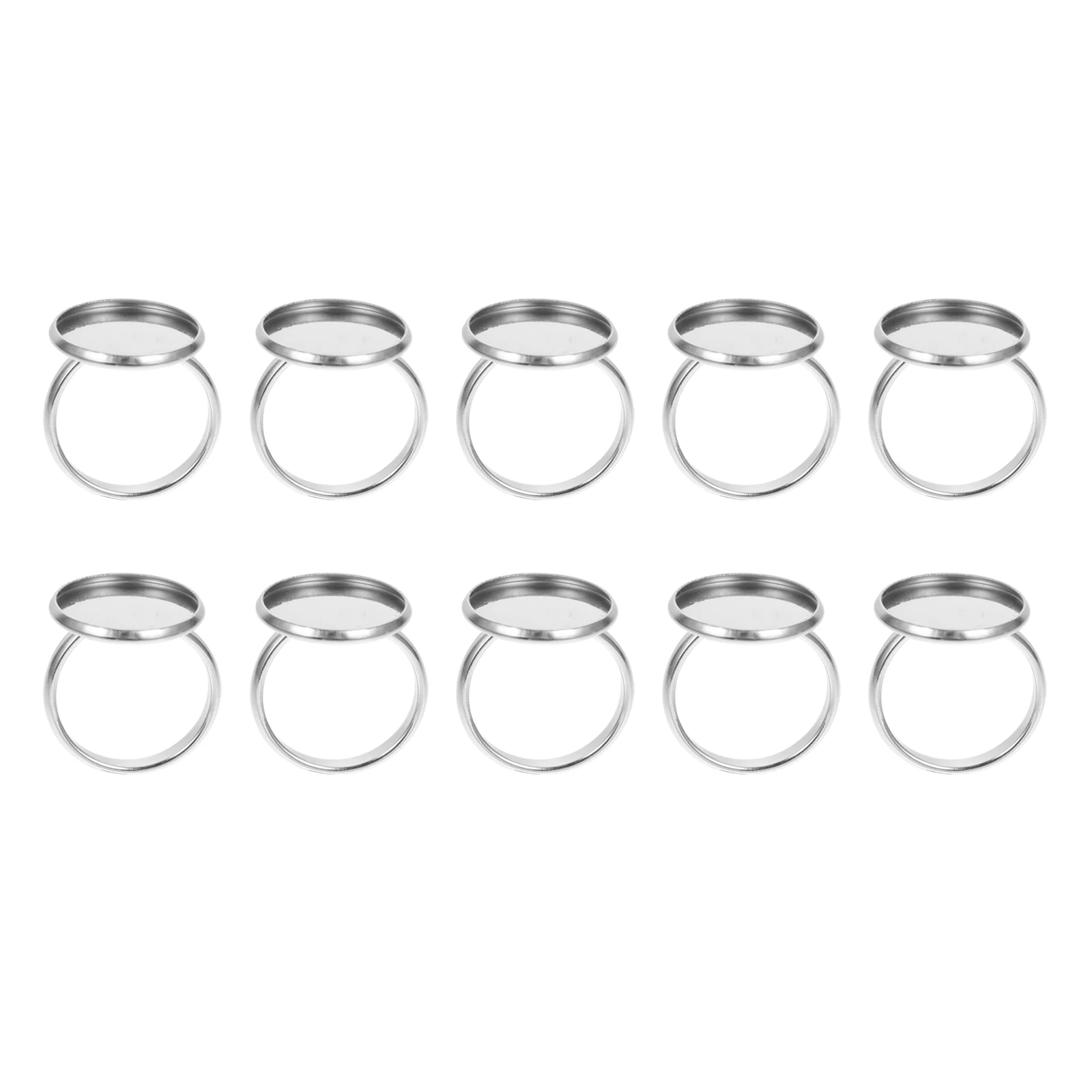 

10 Pcs Stainless Steel Ring Holder Tray Jewelry Adjustable Finger Base Bases Blank