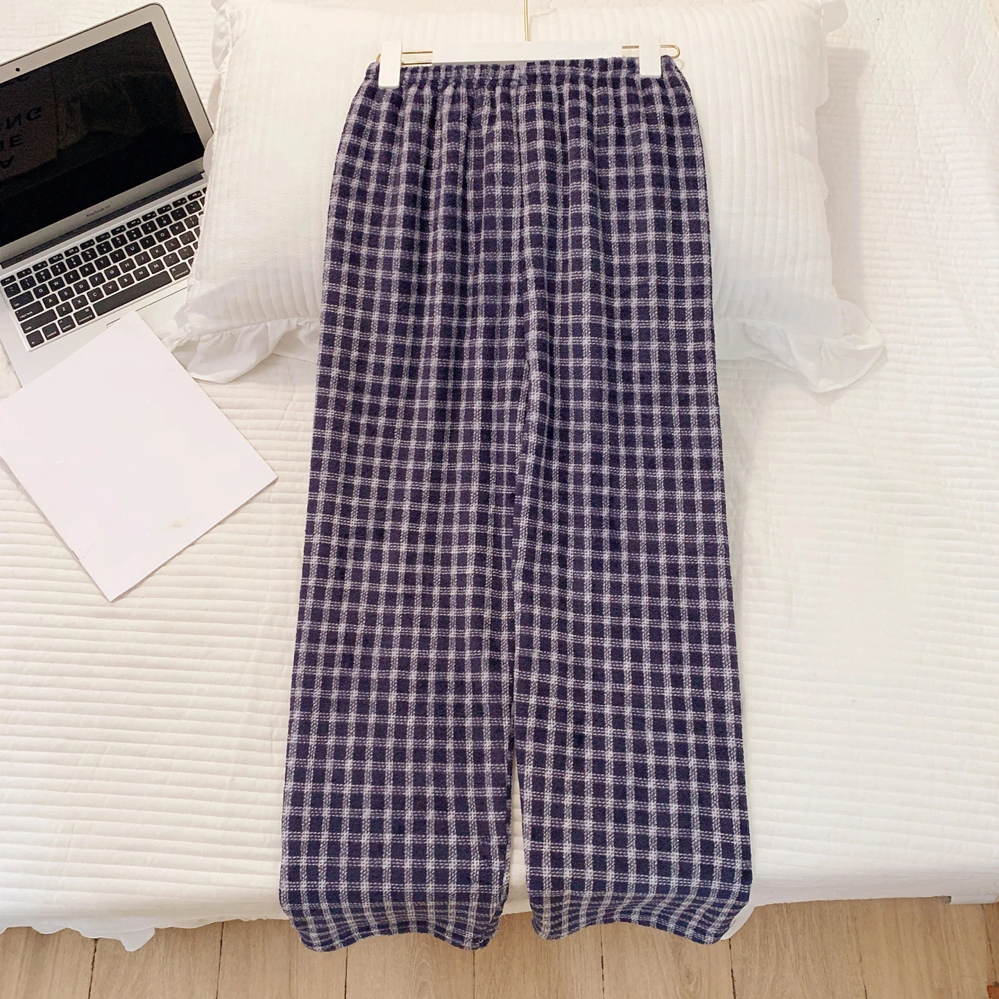 Strip Print Dachshund Sleep Bottoms Korean Style Autumn Winter Warm Flannel Women Pants Elastic Drawstring Waist Casual Trousers