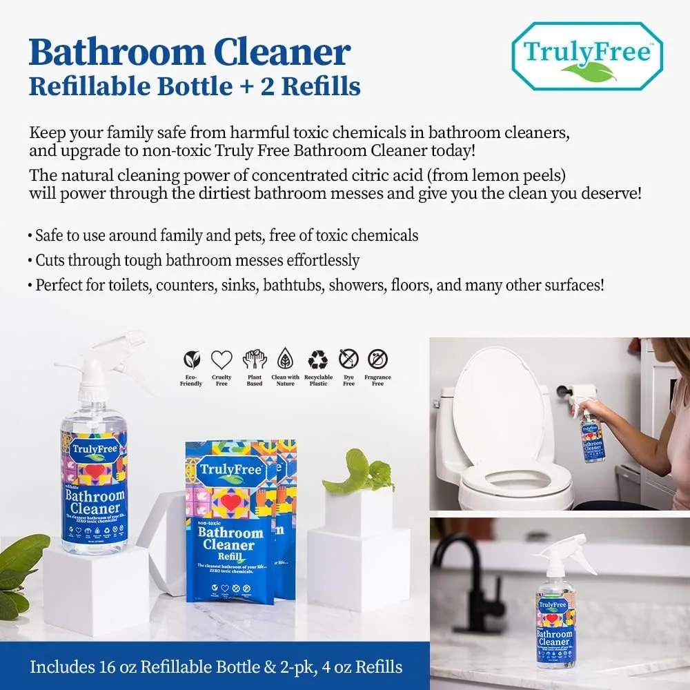 Bathroom Cleaning Bundle, Natural, No Chemical Cleaners For everything In Your Bathroom, Kitchen, and Home