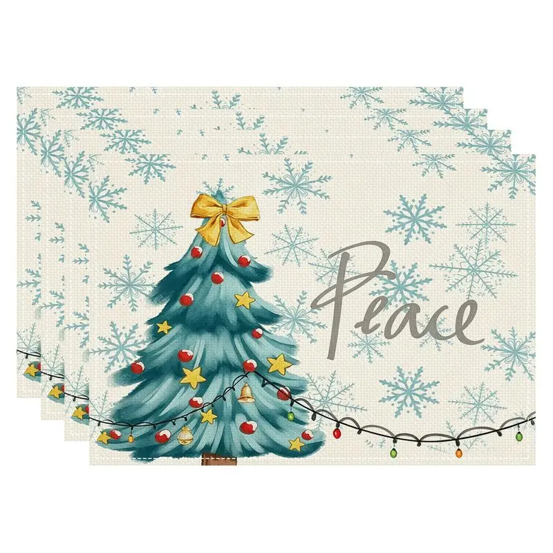 VIKAMA Blue Faceless Doll Christmas Meal Mat, Waterproof Insulated Table Mat for Holiday Party Decor