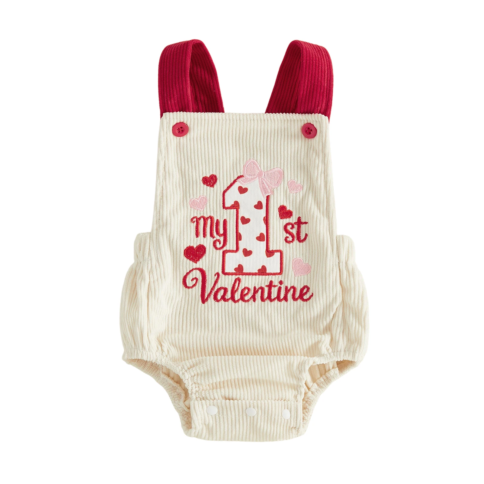 Baby Girl Valentine s Day Romper Letter Embroidery Sleeveless Bodysuits