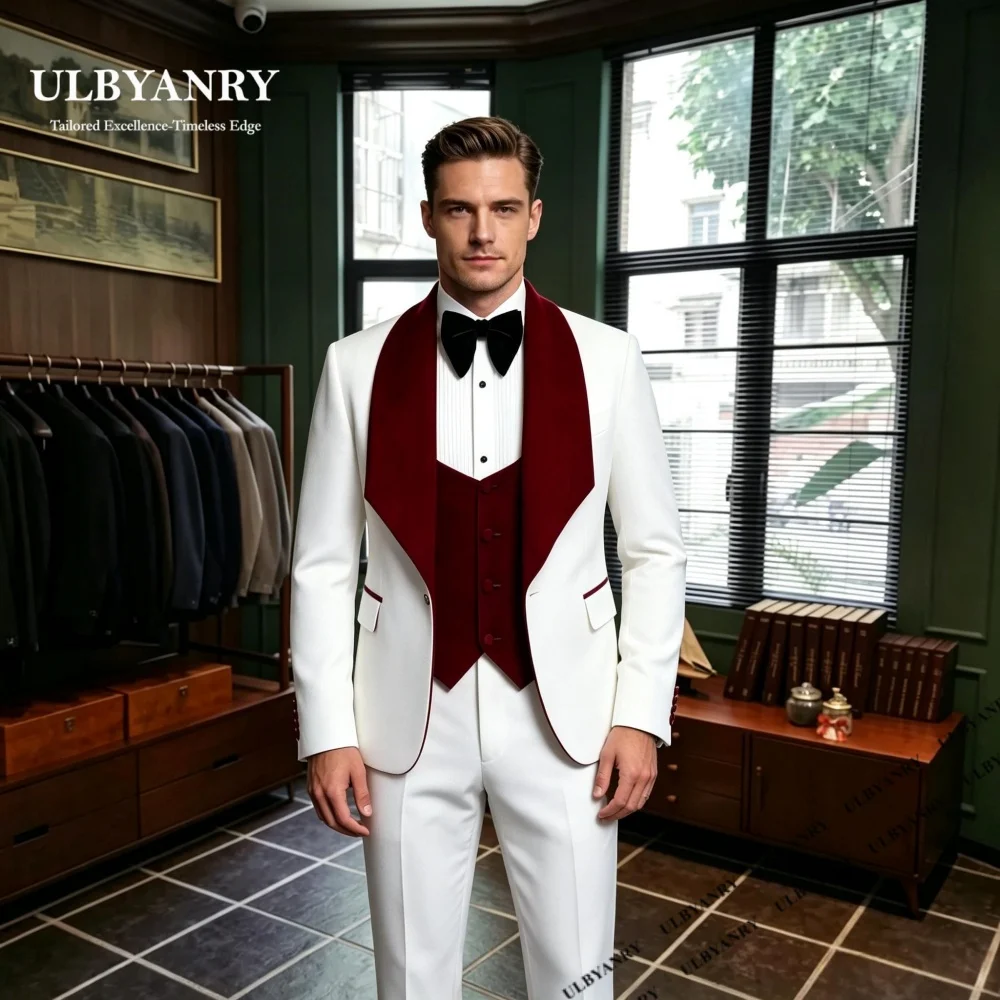 Men's Formal Suit Set Including Jacket Vest Pants Wedding Groom Suit 3-Piece Patchwork Suit Attire Tailored Trend Business Suit