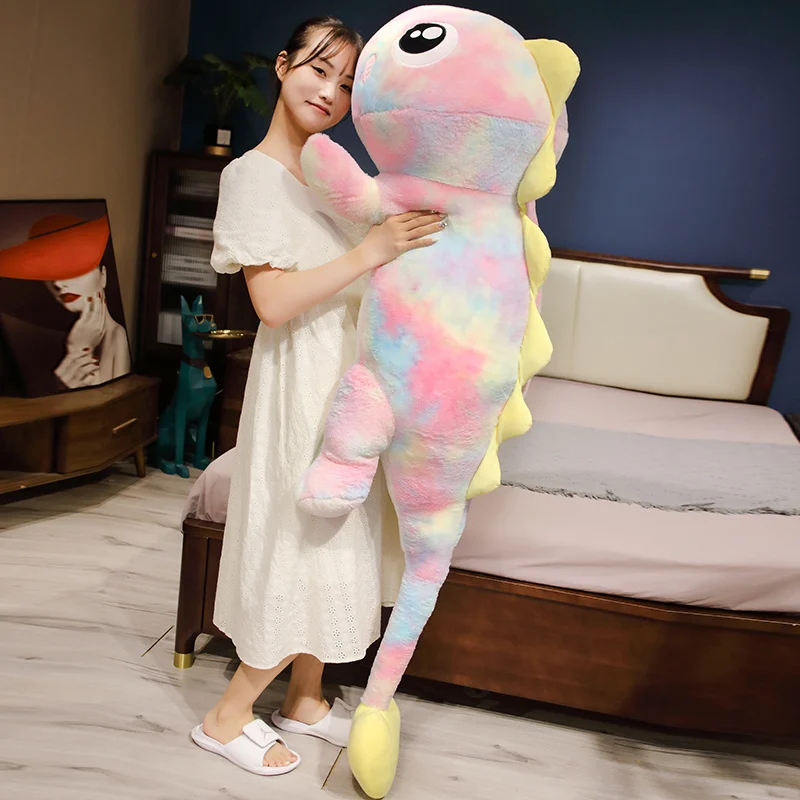 

80-120cm Cartoon Colourful Dinosaur Plush Toy Animal Big Eyes Dino Soft Stuffed Doll Baby Sleeping Pillows Boys Birthday Gift