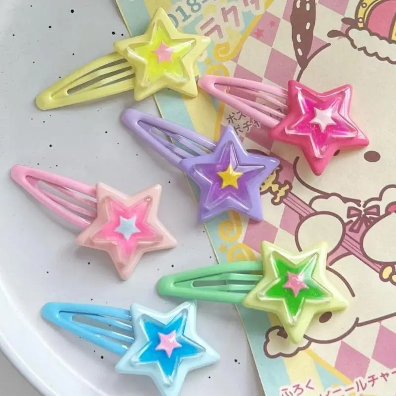652F 2 pezzi Clip a scatto carino girly mini stella forcella gelatina stella y2k girl gharlswear