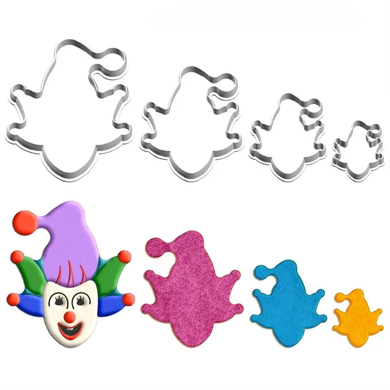 Plastic Molds,Four Specification Cartoon Clothing Decorative,Clown Mask,Cake Fondant Tools,Chocolate Cookie Fruits Cutters