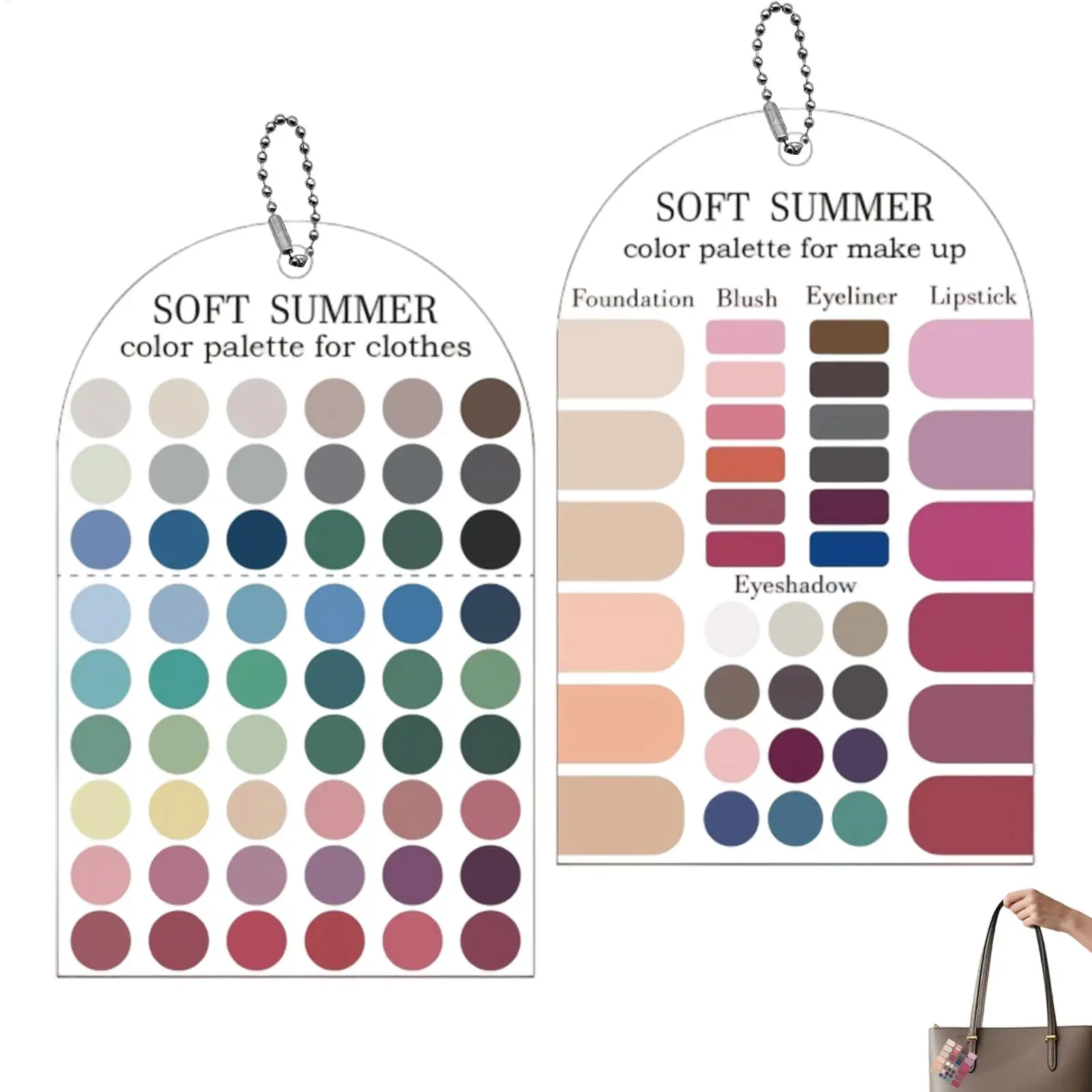 2PCS Acrylic Summer Color Palette Soft Tone Matching Cards for Makeup Lipstick Eyeshadow, Portable Shade Selector for Outfits
