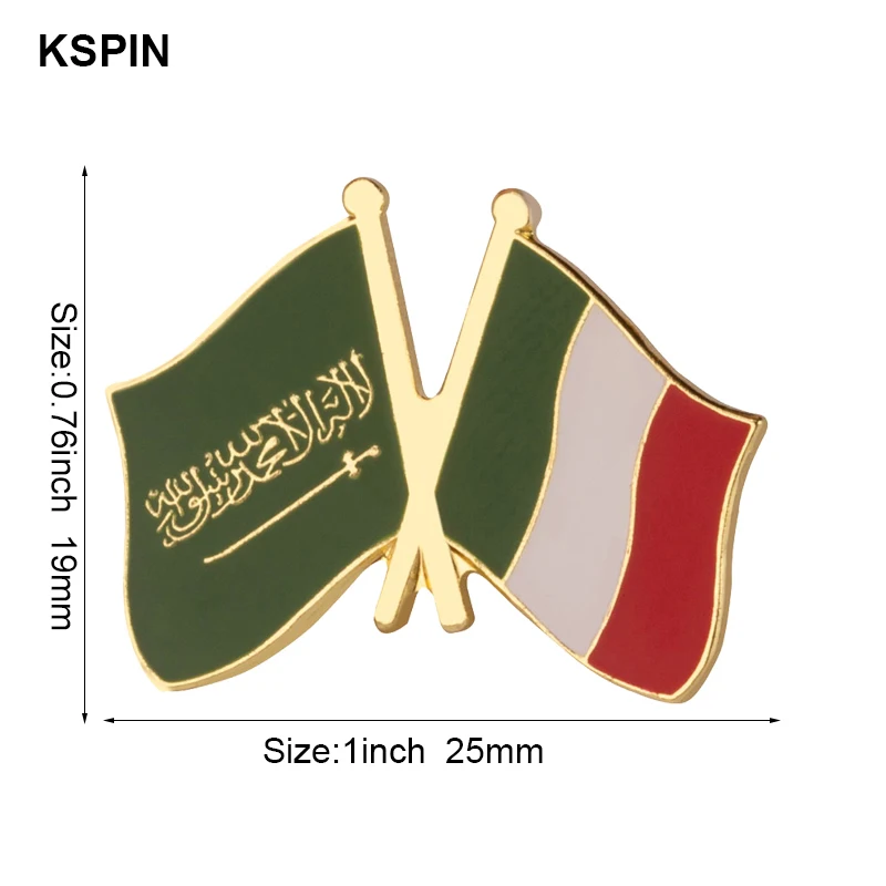 Saudi-Arabien & Italien Freundschaftsflagge Metall-Anstecknadel Flaggen-Pin Abzeichen