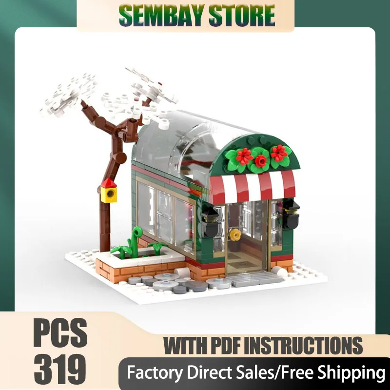 

Модель City Street View Moc, строительный кирпич, модульная зимняя модель теплицы, технологические блоки, рождественские игрушки «сделай сам», строительный подарок